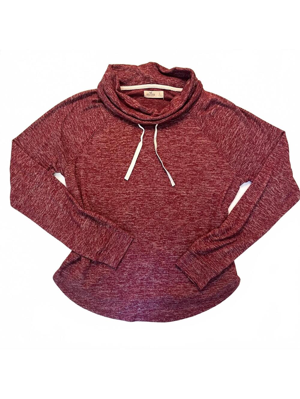 Hollister Red Woven Sweater Pulliver Lounge Sz Large Embroidered Logo